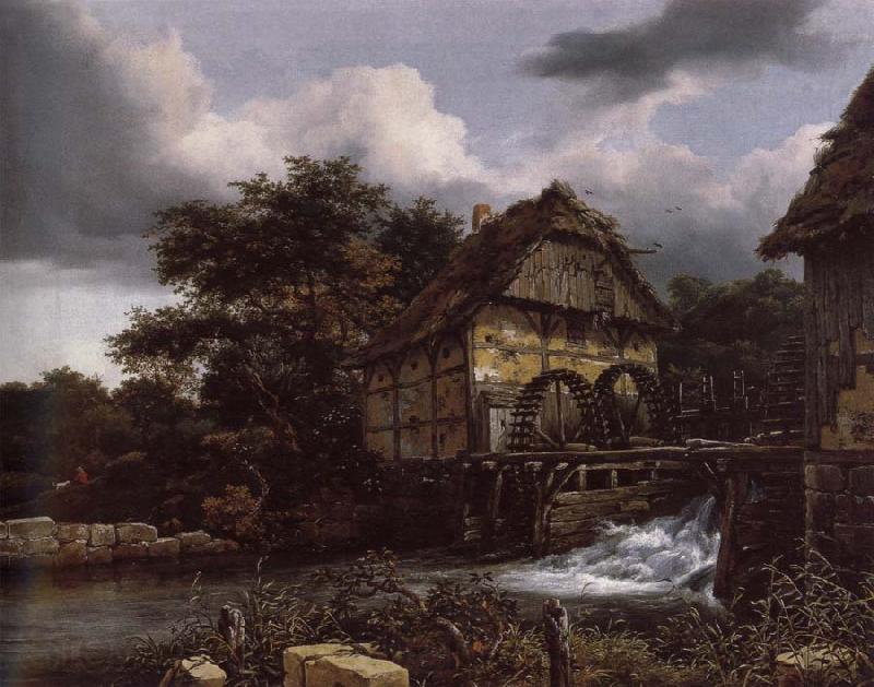 Jacob van Ruisdael Two Water Mills and an Open Sluice Germany oil painting art